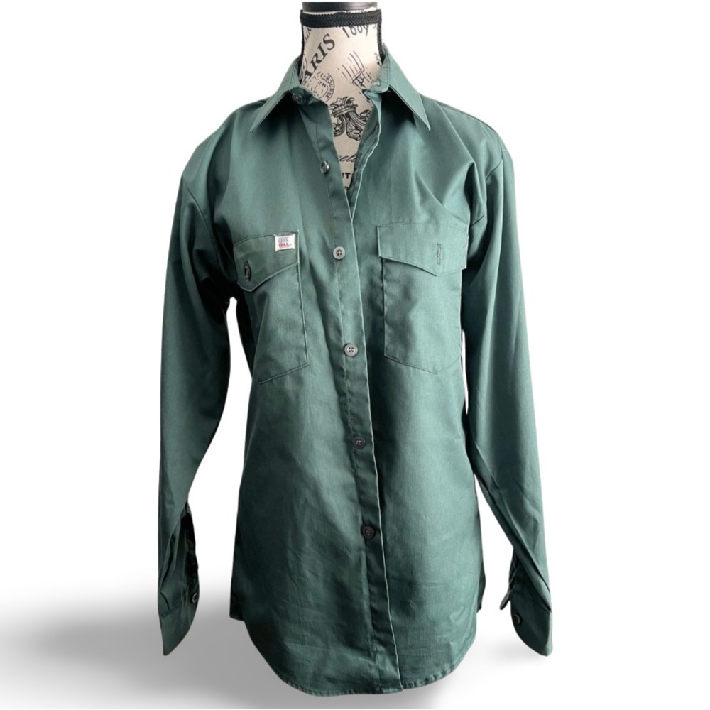 🇨🇦 90s Big Bill Green Work Shirt Button-Up Size Small Men Medium Women